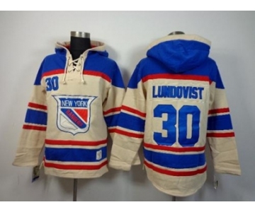 NHL New York Rangers #30 Henrik Lundqvist Cream Sawyer Hooded Sweatshirt Stitched jerseys