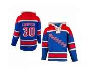 New York Rangers #30 Henrik Lundqvist Blue Sawyer Hooded Sweatshirt Stitched NHL Jersey