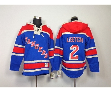 nhl jerseys new york rangers #2 leetch blue[pullover hooded sweatshirt]