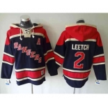 nhl jerseys new york rangers #2 leetch dk.blue-red[pullover hooded sweatshirt][patch A]