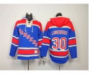 nhl jerseys new york rangers #30 lundqvist blue[pullover hooded sweatshirt]