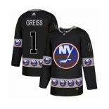 Adidas New York Islanders #1 Thomas Greiss Authentic Black Team Logo Fashion NHL Jersey