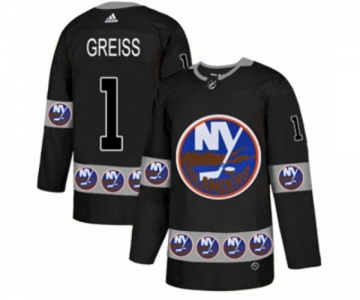 Adidas New York Islanders #1 Thomas Greiss Authentic Black Team Logo Fashion NHL Jersey