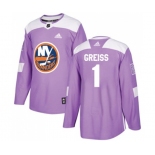 Adidas New York Islanders #1 Thomas Greiss Authentic Purple Fights Cancer Practice NHL Jersey