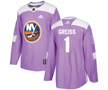 Adidas New York Islanders #1 Thomas Greiss Authentic Purple Fights Cancer Practice NHL Jersey