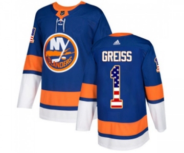 Adidas New York Islanders #1 Thomas Greiss Authentic Royal Blue USA Flag Fashion NHL Jersey