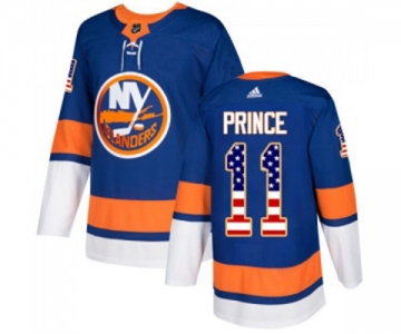 Adidas New York Islanders #11 Shane Prince Authentic Royal Blue USA Flag Fashion NHL Jersey