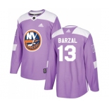 Adidas New York Islanders #13 Mathew Barzal Authentic Purple Fights Cancer Practice NHL Jersey