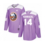 Adidas New York Islanders #14 Tom Kuhnhackl Authentic Purple Fights Cancer Practice NHL Jersey