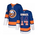 Adidas New York Islanders #14 Tom Kuhnhackl Authentic Royal Blue USA Flag Fashion NHL Jersey