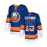 Adidas New York Islanders #15 Cal Clutterbuck Authentic Royal Blue USA Flag Fashion NHL Jersey