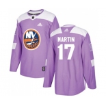 Adidas New York Islanders #17 Matt Martin Authentic Purple Fights Cancer Practice NHL Jersey