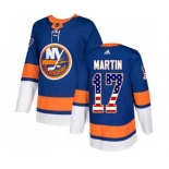 Adidas New York Islanders #17 Matt Martin Authentic Royal Blue USA Flag Fashion NHL Jersey