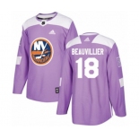 Adidas New York Islanders #18 Anthony Beauvillier Authentic Purple Fights Cancer Practice NHL Jersey