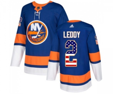 Adidas New York Islanders #2 Nick Leddy Authentic Royal Blue USA Flag Fashion NHL Jersey