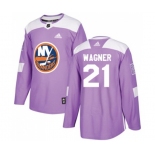 Adidas New York Islanders #21 Chris Wagner Authentic Purple Fights Cancer Practice NHL Jersey