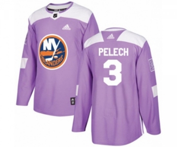 Adidas New York Islanders #3 Adam Pelech Authentic Purple Fights Cancer Practice NHL Jersey