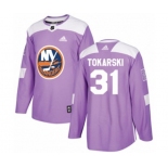 Adidas New York Islanders #31 Dustin Tokarski Authentic Purple Fights Cancer Practice NHL Jersey