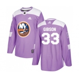 Adidas New York Islanders #33 Christopher Gibson Authentic Purple Fights Cancer Practice NHL Jersey