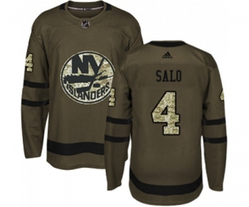 Adidas New York Islanders #4 Robin Salo Authentic Green Salute to Service NHL Jersey