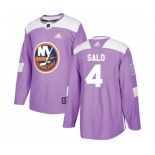 Adidas New York Islanders #4 Robin Salo Authentic Purple Fights Cancer Practice NHL Jersey