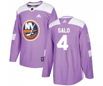 Adidas New York Islanders #4 Robin Salo Authentic Purple Fights Cancer Practice NHL Jersey