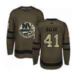 Adidas New York Islanders #41 Jaroslav Halak Authentic Green Salute to Service NHL Jersey