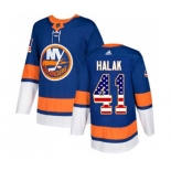 Adidas New York Islanders #41 Jaroslav Halak Authentic Royal Blue USA Flag Fashion NHL Jersey