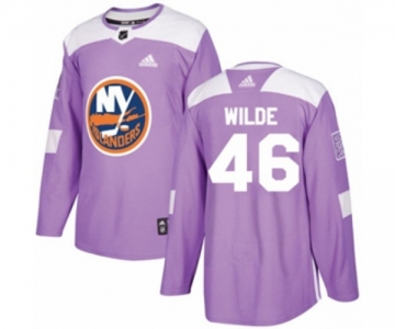 Adidas New York Islanders #46 Bode Wilde Authentic Purple Fights Cancer Practice NHL Jersey