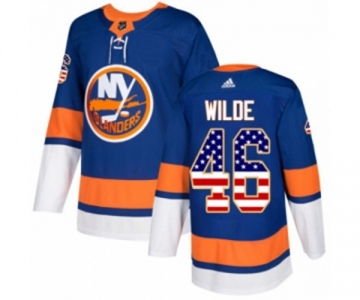 Adidas New York Islanders #46 Bode Wilde Authentic Royal Blue USA Flag Fashion NHL Jersey