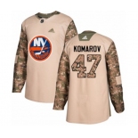 Adidas New York Islanders #47 Leo Komarov Authentic Camo Veterans Day Practice NHL Jersey