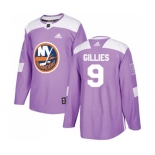 Adidas New York Islanders #9 Clark Gillies Authentic Purple Fights Cancer Practice NHL Jersey