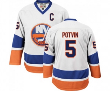 CCM New York Islanders #5 Denis Potvin Authentic White Throwback NHL Jersey