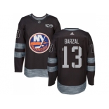 Men Adidas New York Islanders #13 Mathew Barzal Black 1917-2017 100th Anniversary Stitched NHL Jersey