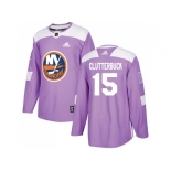 Men Adidas New York Islanders #15 Cal Clutterbuck Purple Authentic Fights Cancer Stitched NHL Jersey