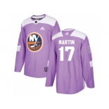 Men Adidas New York Islanders #17 Matt Martin Purple Authentic Fights Cancer Stitched NHL Jersey