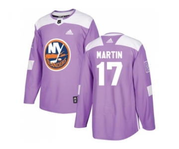 Men Adidas New York Islanders #17 Matt Martin Purple Authentic Fights Cancer Stitched NHL Jersey