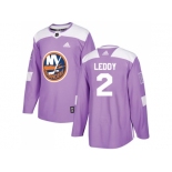 Men Adidas New York Islanders #2 Nick Leddy Purple Authentic Fights Cancer Stitched NHL Jersey