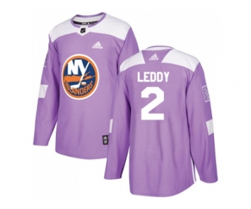 Men Adidas New York Islanders #2 Nick Leddy Purple Authentic Fights Cancer Stitched NHL Jersey