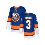 Men Adidas New York Islanders #3 Travis Hamonic Royal Blue Home Authentic Stitched NHL Jersey