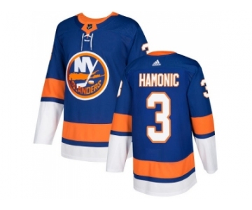 Men Adidas New York Islanders #3 Travis Hamonic Royal Blue Home Authentic Stitched NHL Jersey