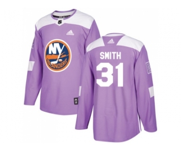 Men Adidas New York Islanders #31 Billy Smith Purple Authentic Fights Cancer Stitched NHL Jersey