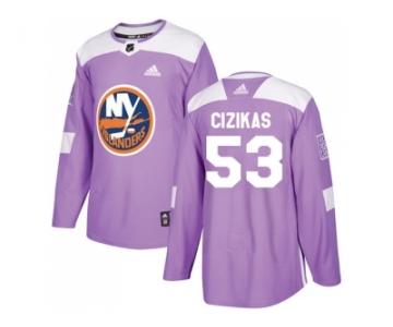 Men Adidas New York Islanders #53 Casey Cizikas Purple Authentic Fights Cancer Stitched NHL Jersey