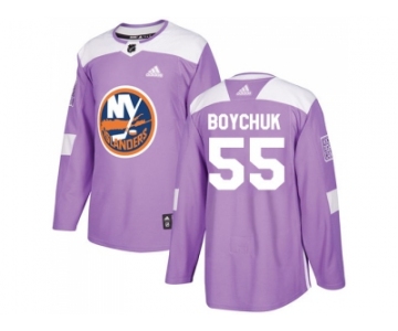 Men Adidas New York Islanders #55 Johnny Boychuk Purple Authentic Fights Cancer Stitched NHL Jersey