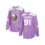 Men Adidas New York Islanders #91 John Tavares Purple Authentic Fights Cancer Stitched NHL Jersey