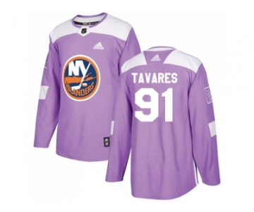 Men Adidas New York Islanders #91 John Tavares Purple Authentic Fights Cancer Stitched NHL Jersey