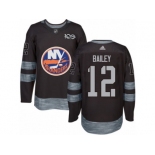 Men's Adidas New York Islanders #12 Josh Bailey Authentic Black 1917-2017 100th Anniversary NHL Jersey