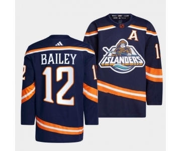 Men's New York Islanders #12 Josh Bailey 2022 Navy Reverse Retro 2.0 Stitched Jersey