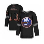 Men's New York Islanders #13 Mathew Barzal Black USA Flag Limited Hockey Jersey