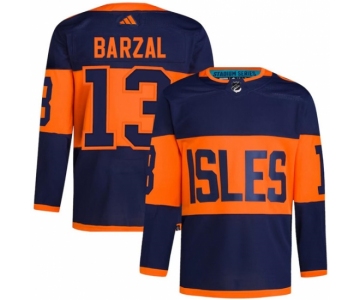 Men's New York Islanders #13 Mathew Barzal Navy 2024 Stadium Series Stitched Jersey